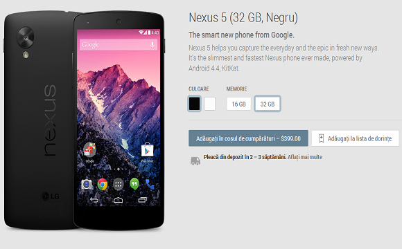 Nexus 5 si Android 4.4 KitKat lansate oficial
